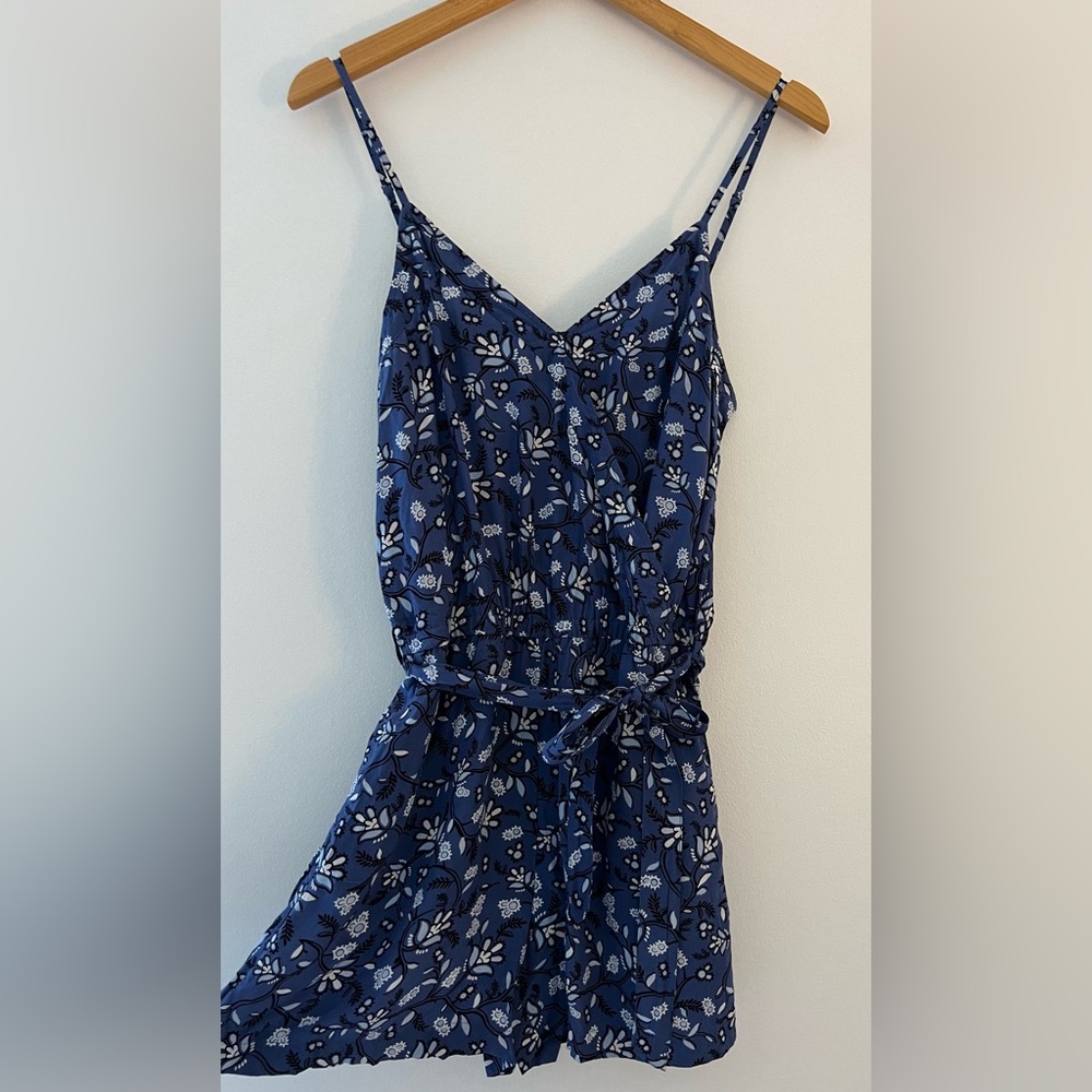 Blue Floral Romper w/ Pockets